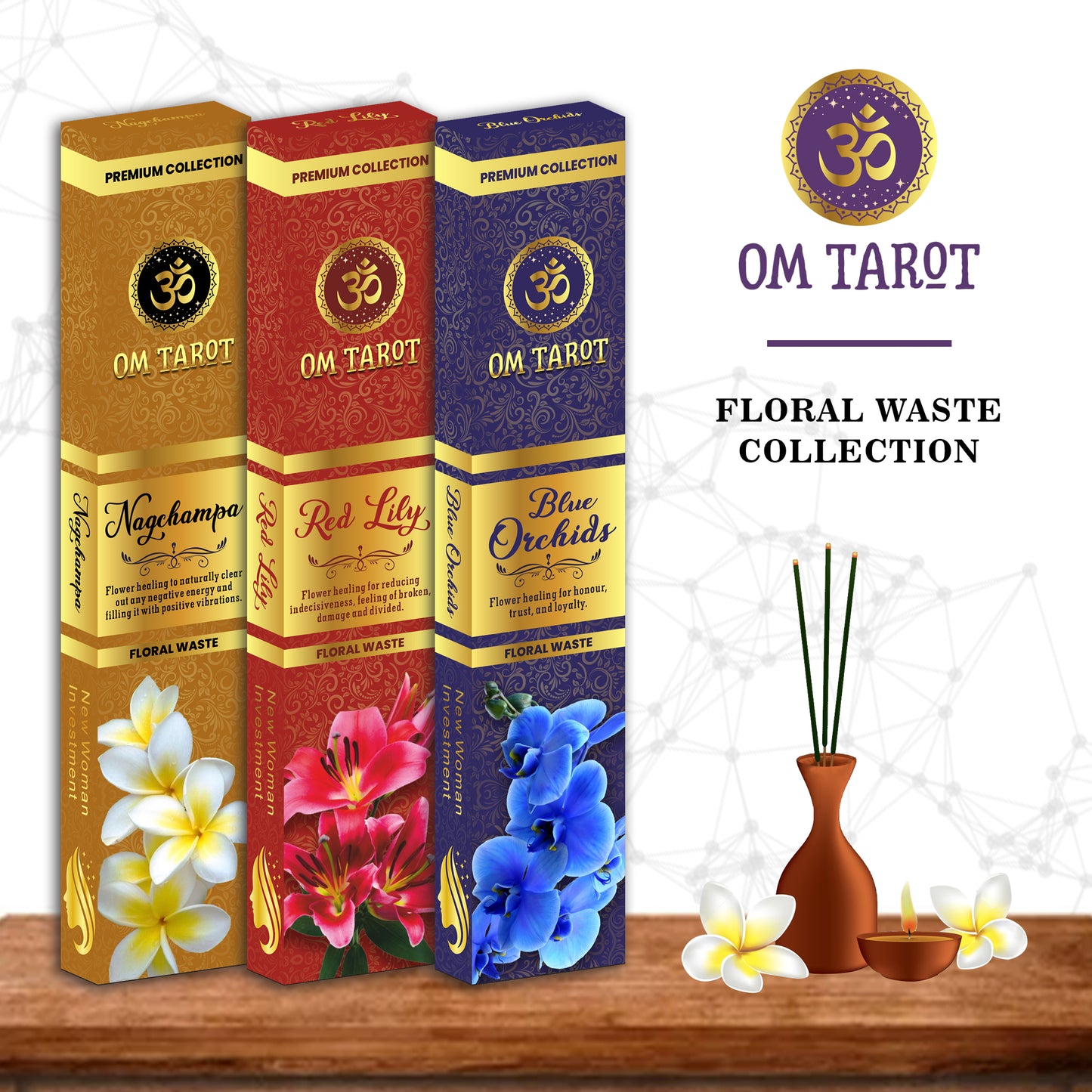 OM Tarot Special Offers - Floral Waste Chemical Free Incense Boxes