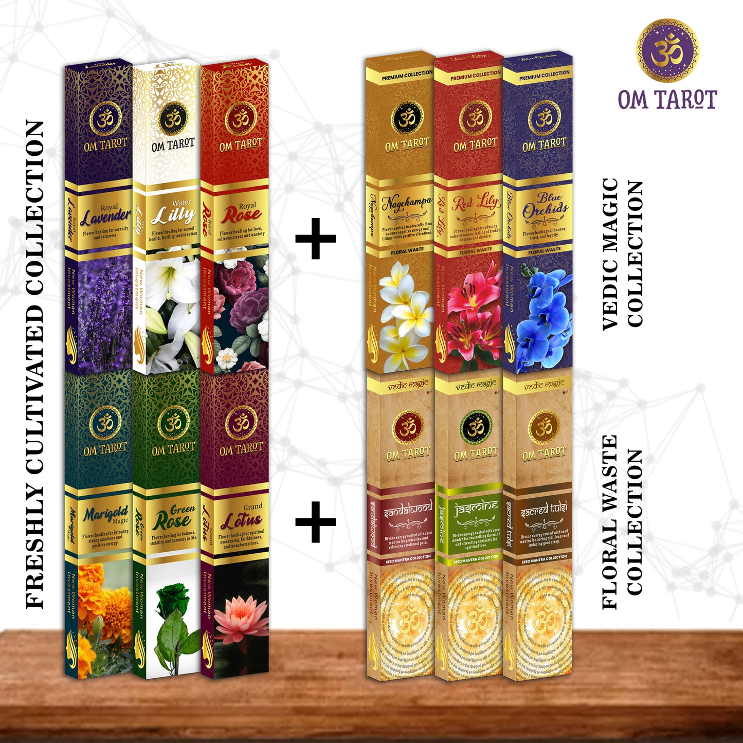 OM Tarot Special Offer - Freshly Cultivated + Floral Waste + Vedic Magic Incense Boxes